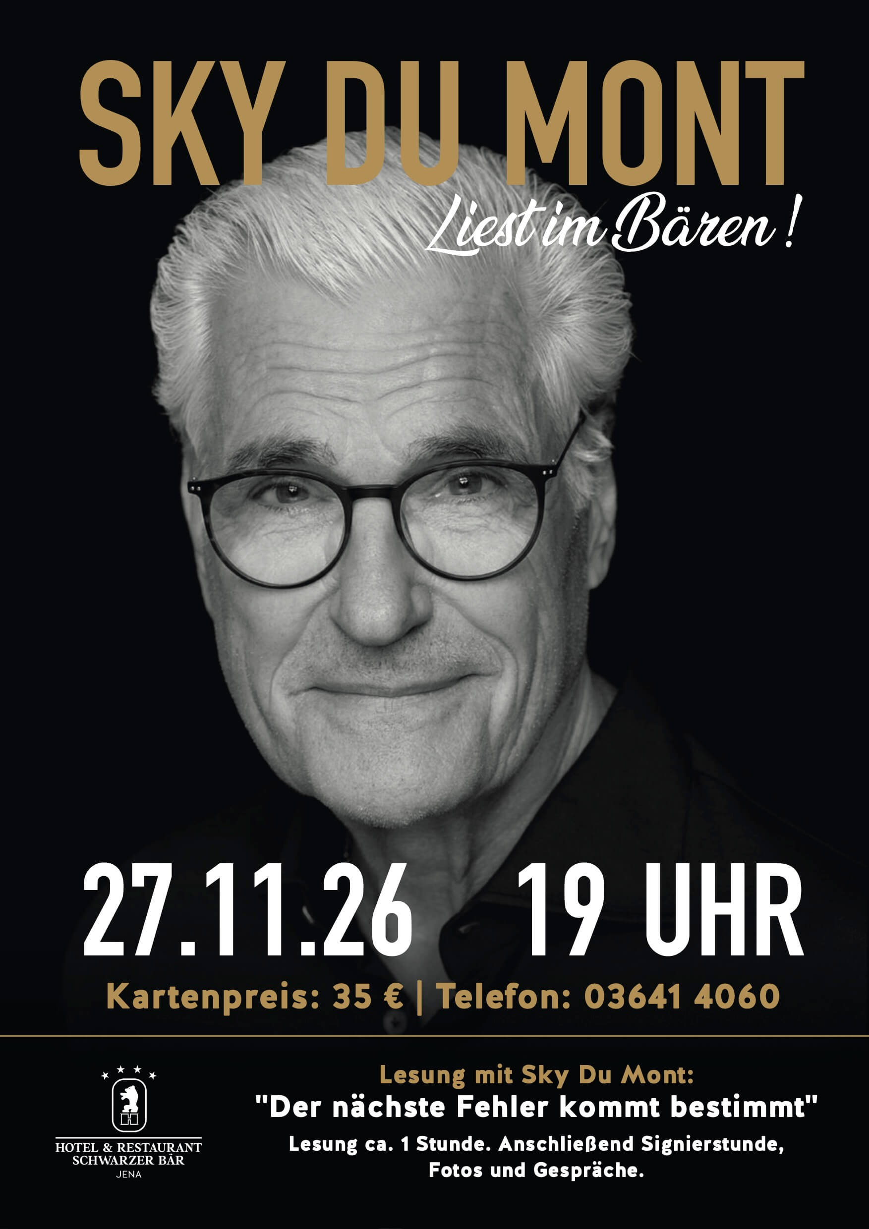 Plakat: Sky du Mont liest im Bären, 27.11.2026